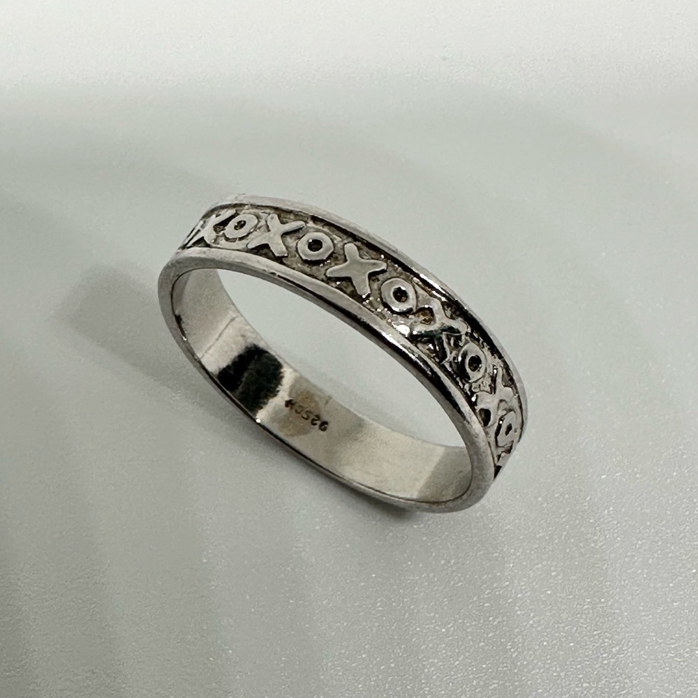 Sterling Silver 925 Ring XO Pattern Unisex